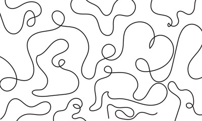 Abstract noodle pattern. Graphic spaghetti background with black ramen noodles. Isolated on white background. vector illustration. EPS 10