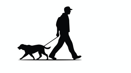 Walking the dog vector icon in black style for web vector