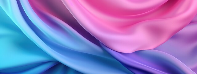 Abstract gradient color wave soft silk satin fabric background texture.