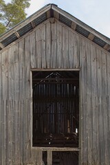 Entrance to a abandoned wood barn.