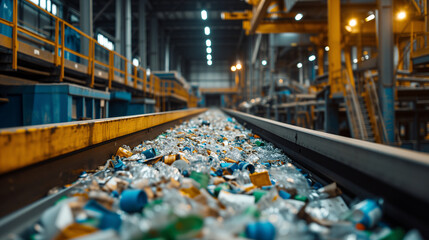 Recycling Plant. Encouraging product stewardship. Process of sorting and recycling materials