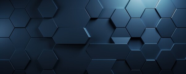 Obraz na płótnie Canvas Navy Blue dark 3d render background with hexagon pattern