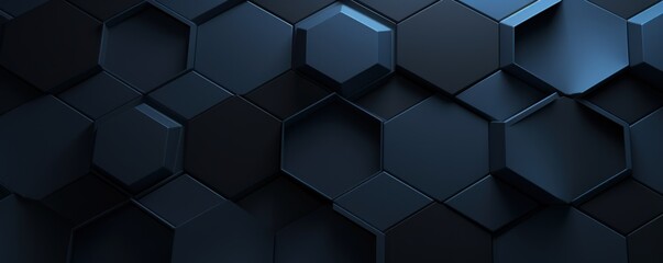 Navy Blue dark 3d render background with hexagon pattern