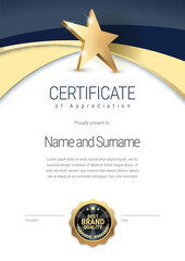 Certificate template. Diploma of modern design or gift certificate. Vector illustration.
