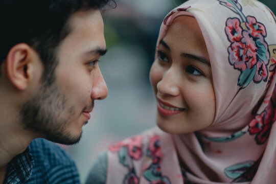 A Malay couple looking at each other