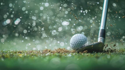 Schilderijen op glas close up of golf club hitting golf ball © standret
