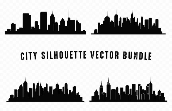 City Skyline Silhouette Vector Set isolated on a white background