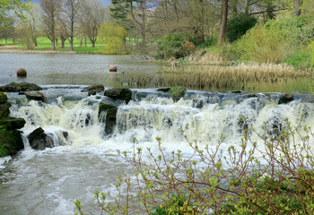 A scenic view of the waterfall in the Hever countryside