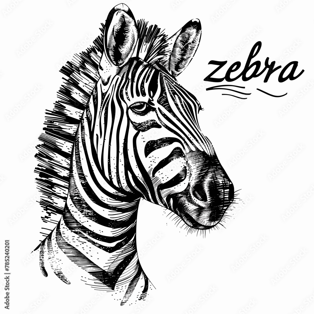 Poster zebra vector illustration. zebra hand drawn sketch. zebra vector illustration