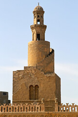 Famous Spiral Minaret of Ibn Tulun Mosque in Cairo Egypt Historic Landmark