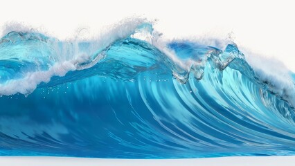 ocean wave. water texture. 3d render. isolated on white background. world ocean day background concept - obrazy, fototapety, plakaty
