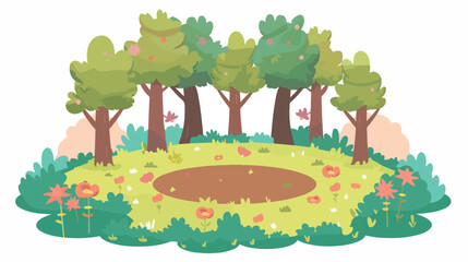 Whimsical fairy ring surrounded by towering trees vector