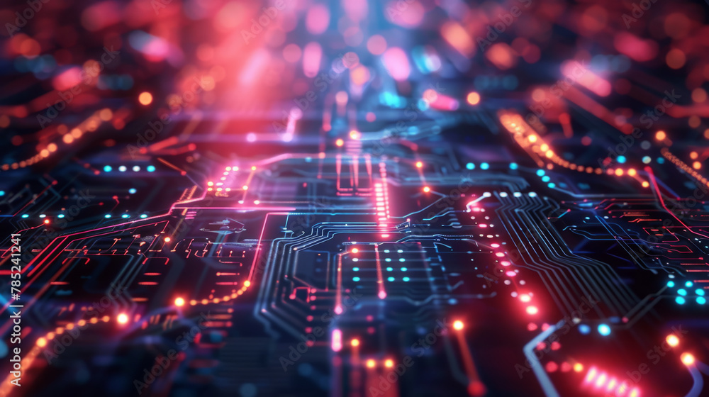 Aufkleber futuristic cyberpunk technology background with dynamic lighting effects, evoking a sense of technol