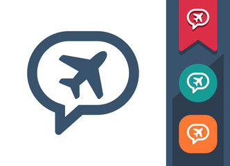 Obraz premium Chat Bubble Icon. Speech Bubble, Comment, Message, Plane, Airplane, Travel