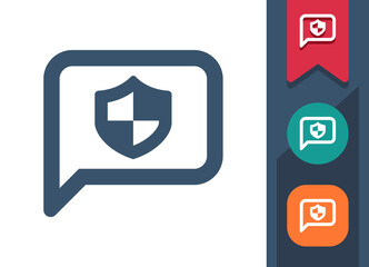 Chat Bubble Icon. Speech Bubble, Comment, Message, Shield, Security, Insurance