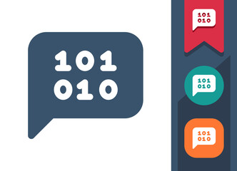 Chat Bubble Icon. Speech Bubble, Comment, Message, Binary Code, Coding, Programming, Hacking