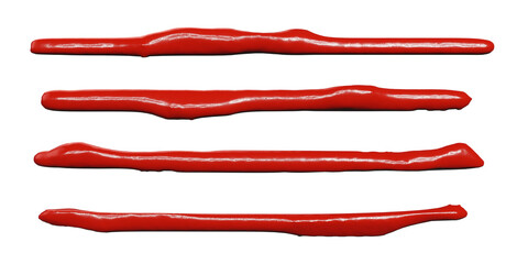 3d render of ketchup glaze or sauce strip in  top view for food or restaurant kitchen concept, in transparent background png.