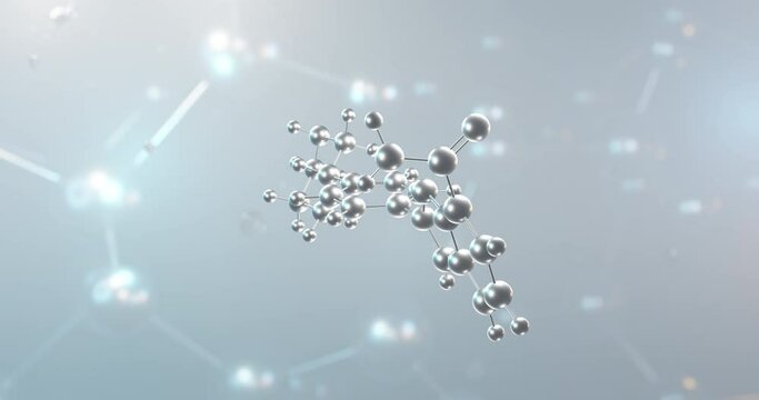 Niraparib rotating 3d molecule, molecular structure of anti-cancer medication, seamless video