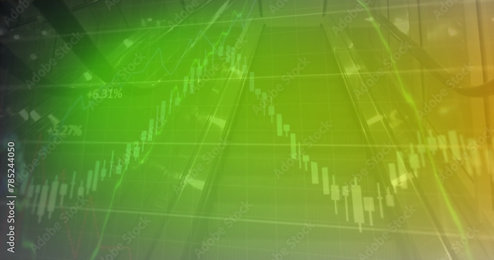 Poster image of financial data processing over green background