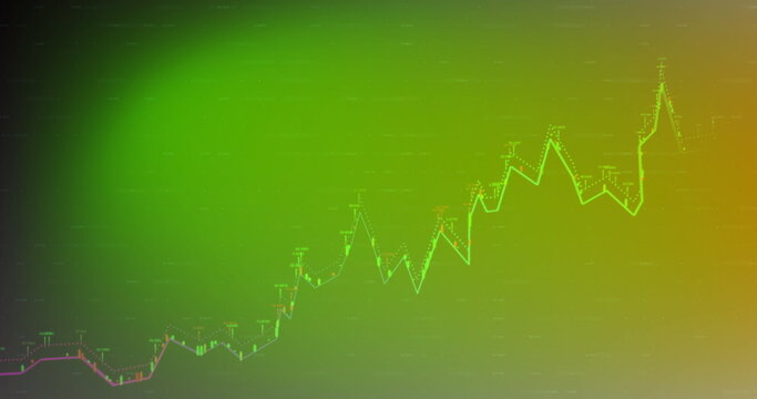 Image of financial data processing over green background