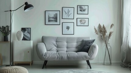 Modern Living Room with Elegant Sofa and Wall Art