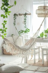 Cozy Indoor Hammock in Bright Plant-Filled Room