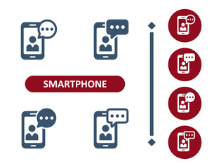 Smartphone Icons. Mobile Phone, Telephone, Phone Call, Video Call, Streaming, Streamer, Video Icon