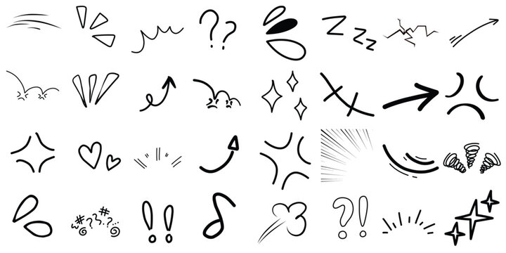 Line movement effect element, Anime manga Comic emotion effect, anime emotion effect, Comic Manga Effect