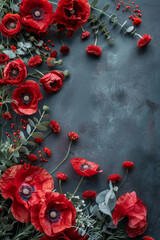 A stunning image of commemorative wreaths and poppies for Veterans Day, offering a poignant background for honoring and remembering those who served in the military.