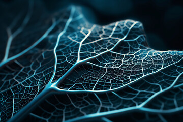 A close-up of the futuristic veins on a leaf highlighting its intricate pattern and texture