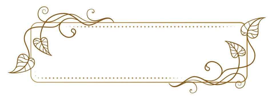 Vector horizontal rectangle frame with ivy leaves decoration