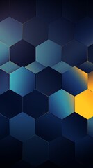 Navy Blue and yellow gradient background with a hexagon pattern in a vector illustration