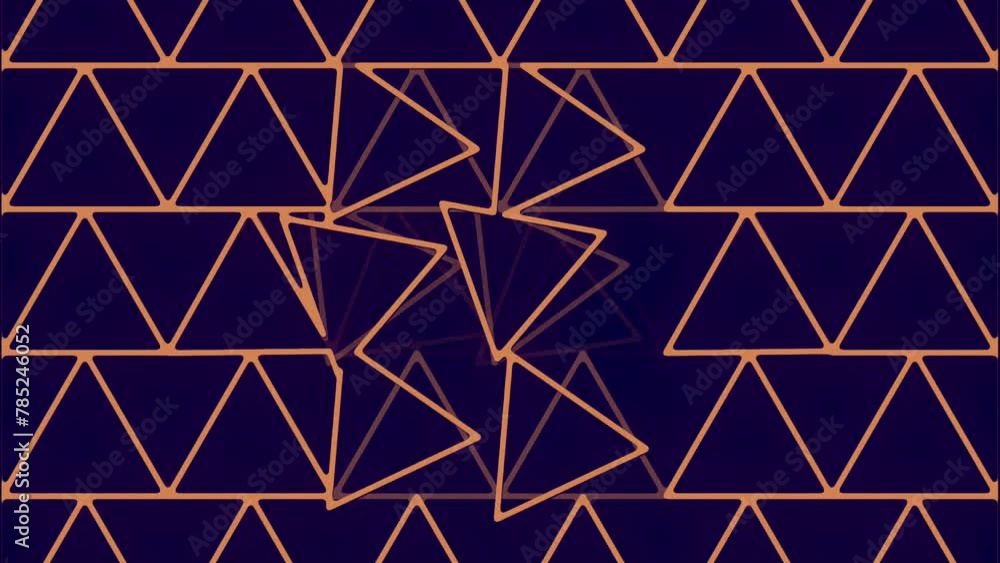 Fototapete Wave transformation of orange triangular shapes. 3d rendering loop animation 4K