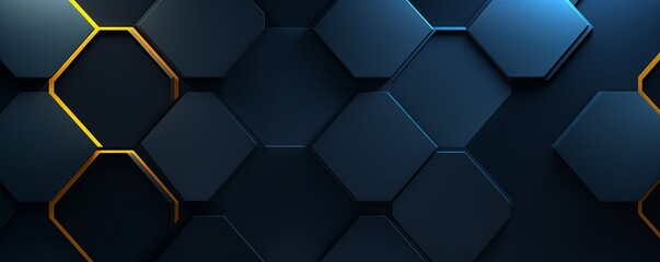 Navy Blue and yellow gradient background with a hexagon pattern in a vector illustration