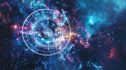Abstract fantasy compass in the galaxy 