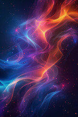 Obraz premium Vibrant and dynamic abstract wavy lines creating visual interest on a dark backdrop, showcasing harmony between color and form.