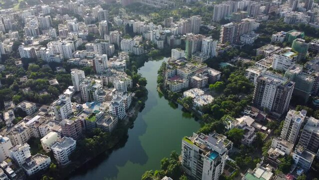Beautiful Residential Area with Lake Aerial View of Banani Dhaka