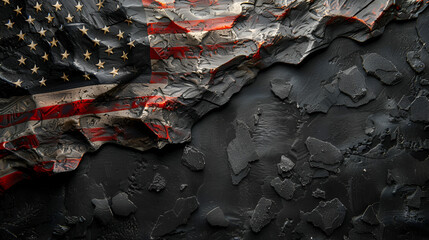 Premium Banner for Memorial Day with American Flag,
Deconstruction of the US Flag
 - obrazy, fototapety, plakaty