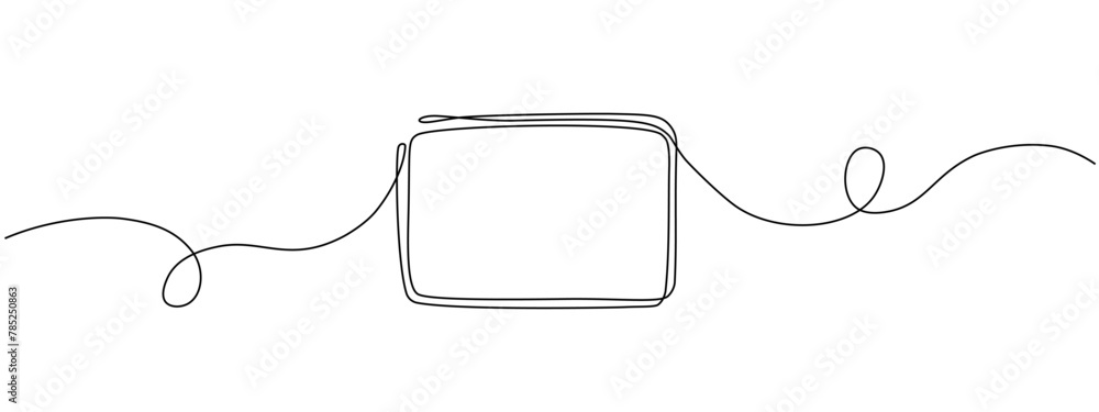 Poster continuous line drawing of a black square. one-line icon of a geometric frame. a sketch of a rectang