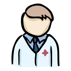 Male Doctor Hand Drawn Doodle Icon