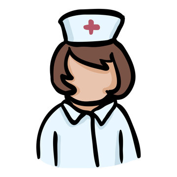 Female Doctor Hand Drawn Doodle Icon
