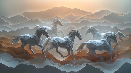 horses , paper art