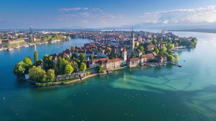 Aerial view of Konstanz city Germany