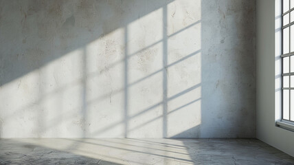 Window shadows and light on a plaster wall mockup