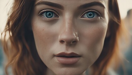 Fototapeta premium Cropped shot of the face of a young woman with freckles