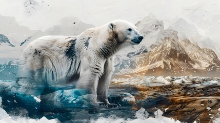 a collage featuring the resilience of wildlife in extreme environments, such as the Arctic or the desert - obrazy, fototapety, plakaty