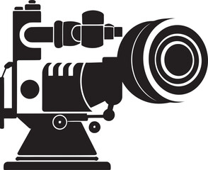 Cinematic Cinema Camera Vector Illustration with Epic Adventure Scene