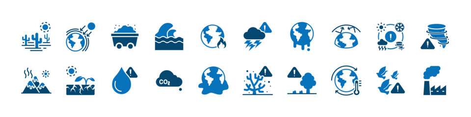 set of global warming icon, climate change, environment