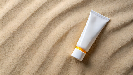 Blank Tube of Sunscreen in Sand