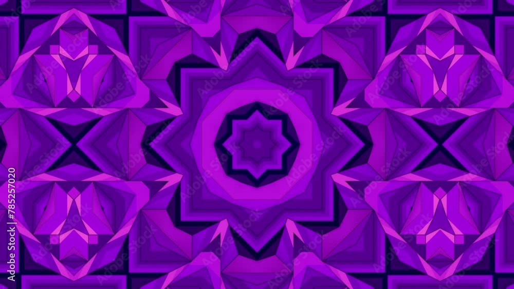 Aufkleber Mesmerizing kaleidoscope of geometric patterns. 3d rendering loop animation 4K